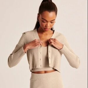 Abercrombie Ribbed Knit Cardigan and Top Set
